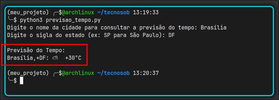 Mostrando o resultado da pesquisa feita pelo programa de previsão do tempo